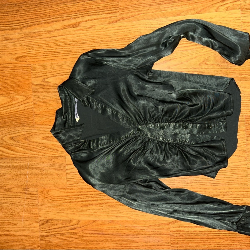 Elegant Zara green Satin Blouse